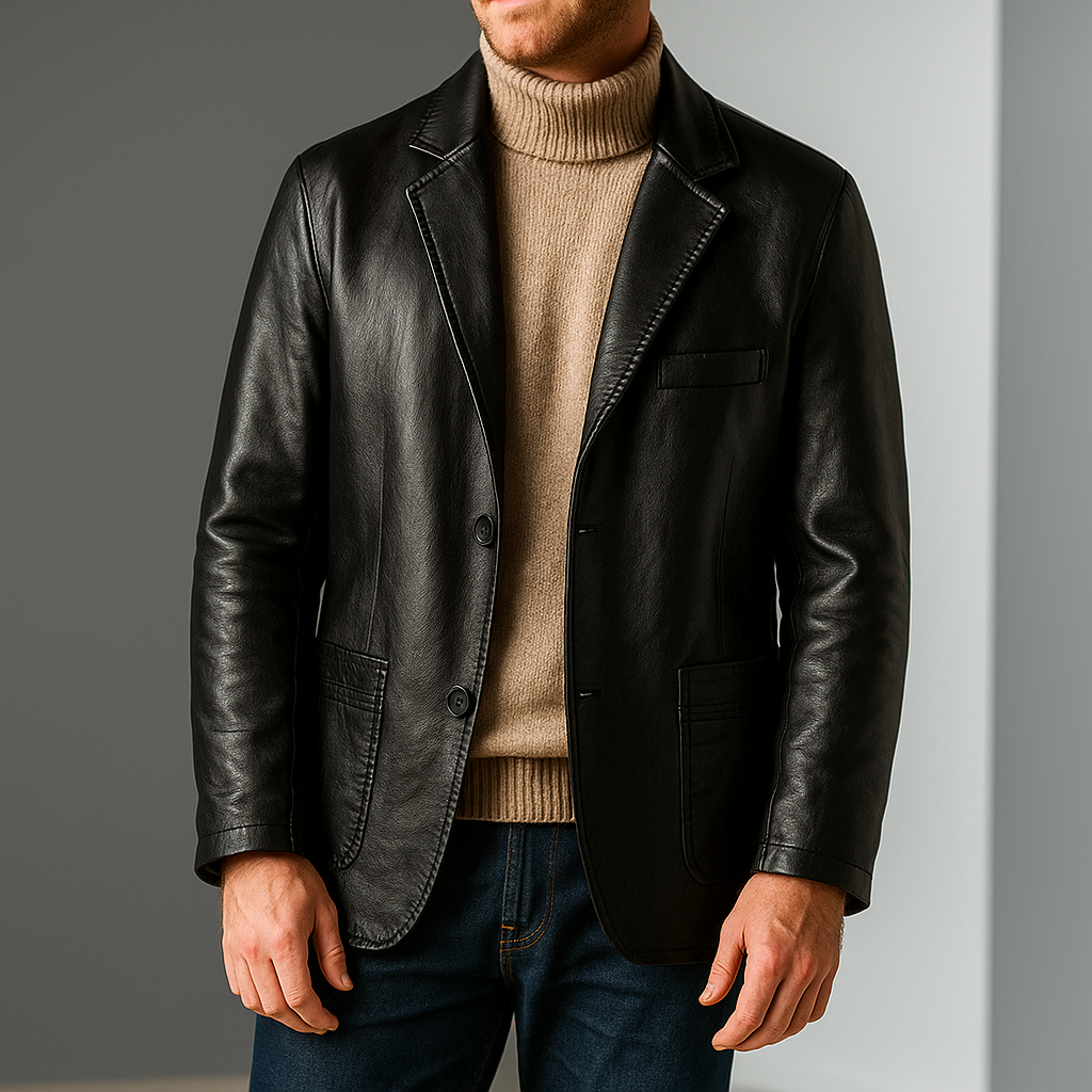 Elegant Leather Men's Blazer