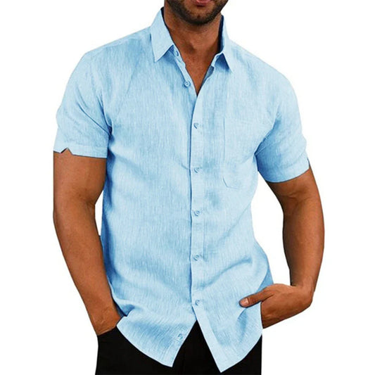 Cotton Linen Short-Sleeved Shirt