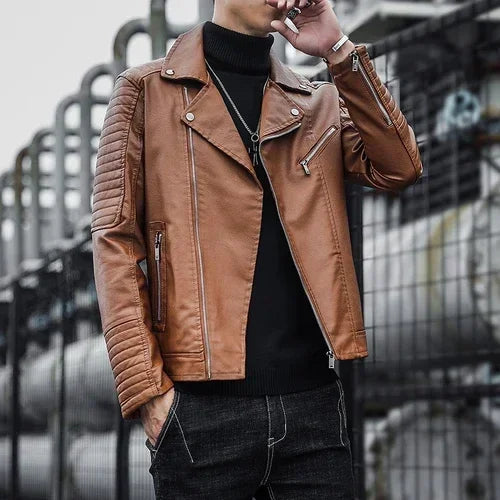 Elegant Zip Leather Jacket