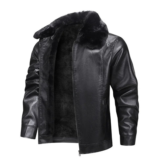 Thickened Fleece Leather Jacket