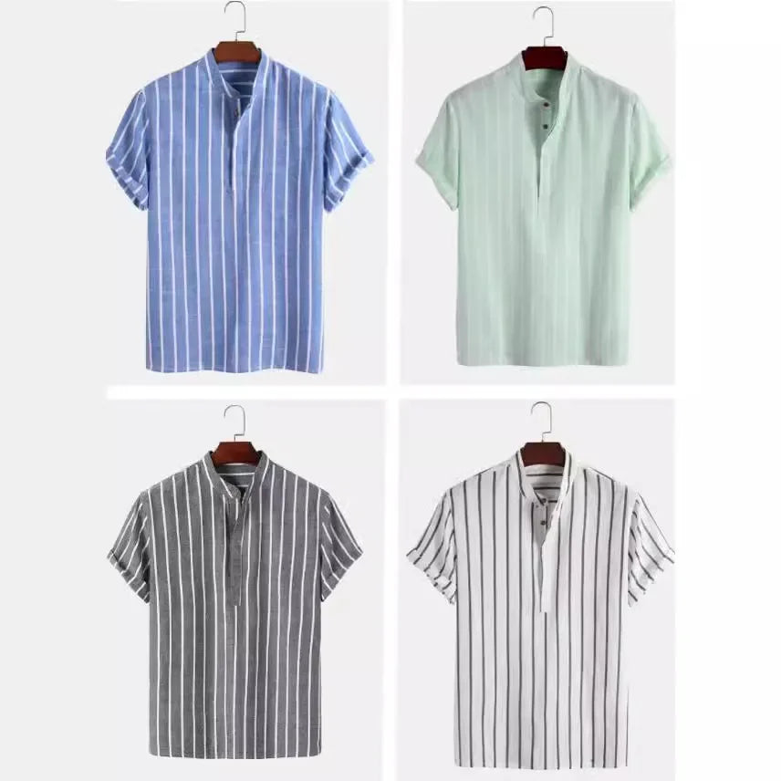 Elegant Short Sleeved Striped Shirt