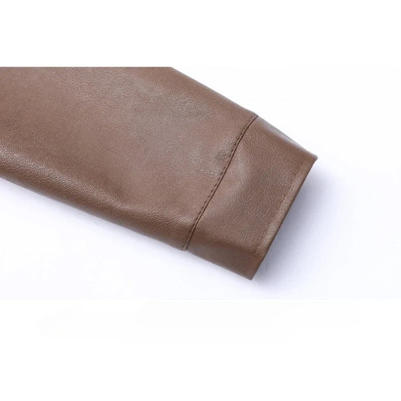 Elegant Leather Bomber Jacket