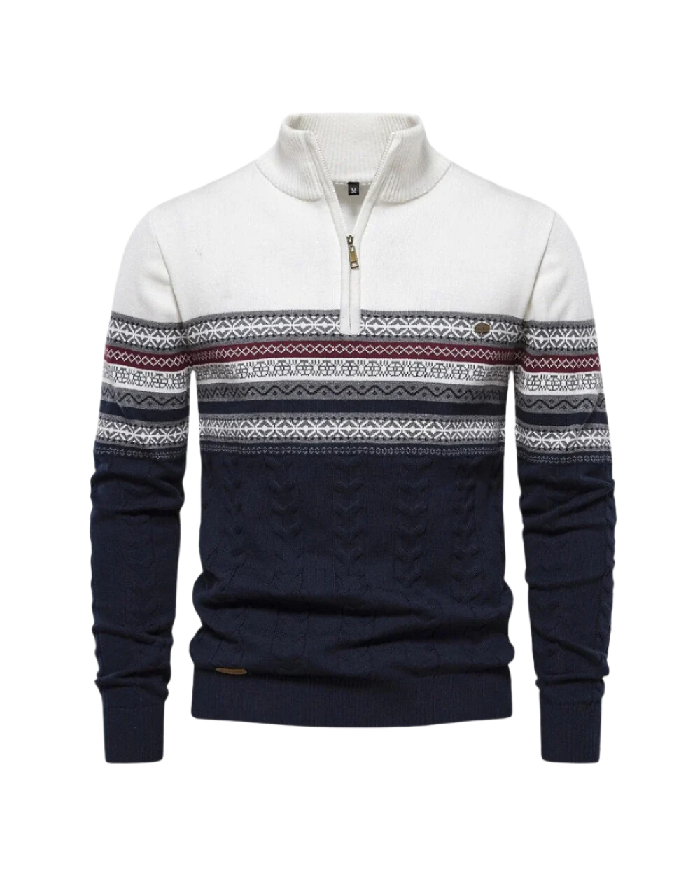 Frederico Cotton Zip Sweater with Pattern