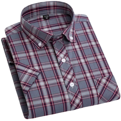 Cotton Short Sleeved Checkered Shirt