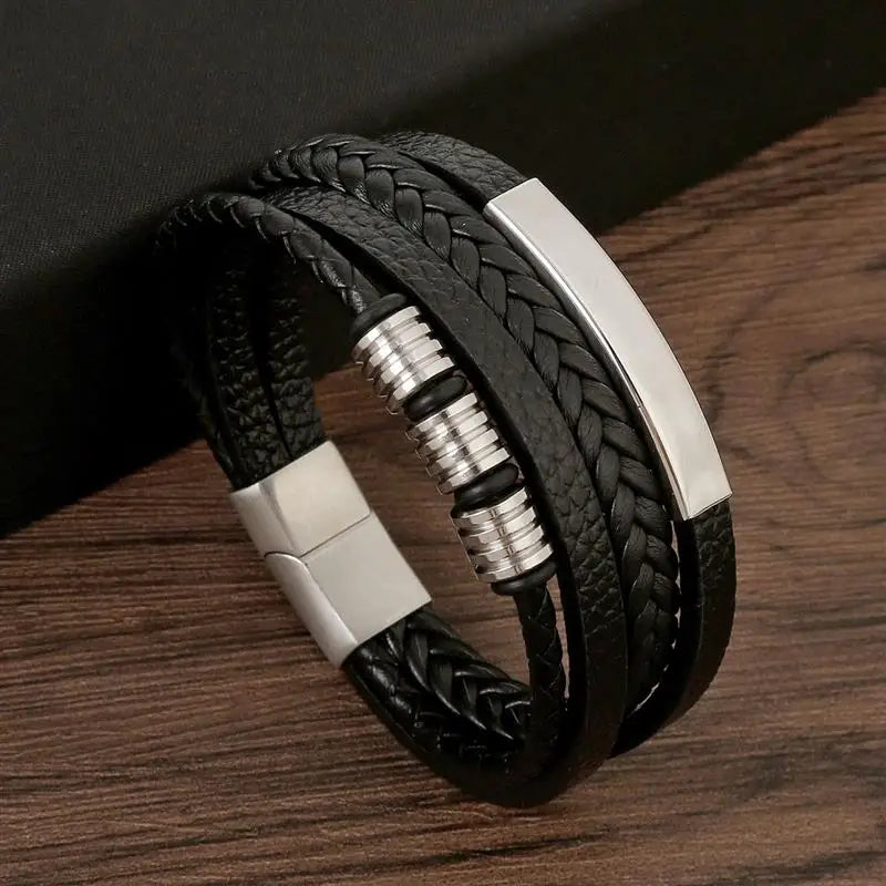 Elegant Woven Leather Men's Bracelet