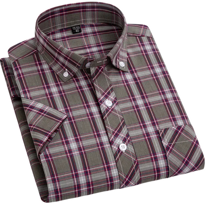 Cotton Short Sleeved Checkered Shirt
