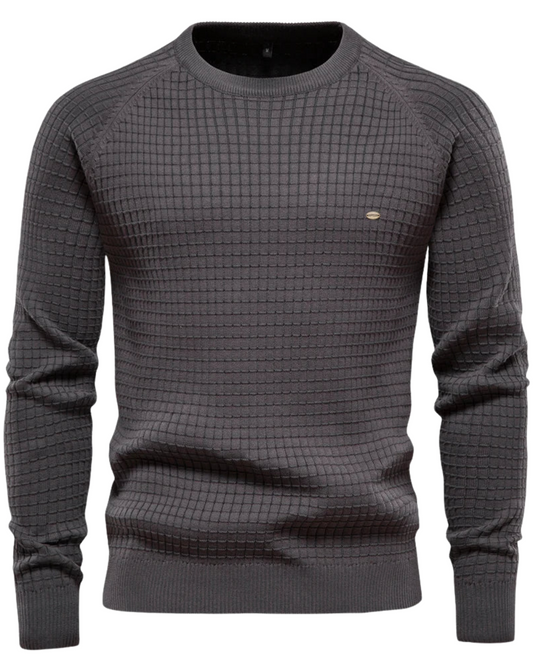 Men's Sweater With Grid Pattern