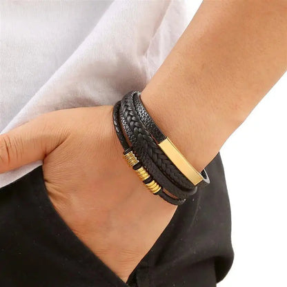 Elegant Woven Leather Men's Bracelet