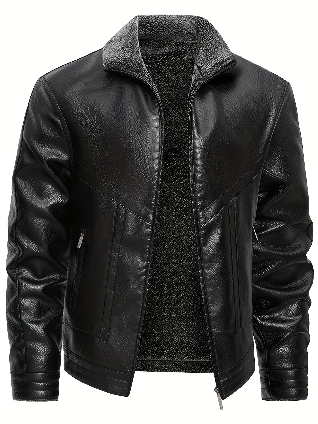 Elegant Fleece-Lined Leather Jacket