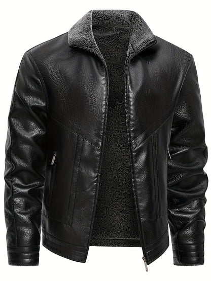 Elegant Fleece-Lined Leather Jacket