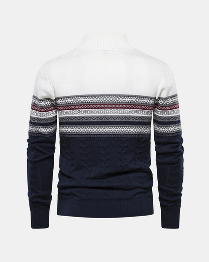 Frederico Cotton Zip Sweater with Pattern