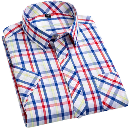 Cotton Short Sleeved Checkered Shirt