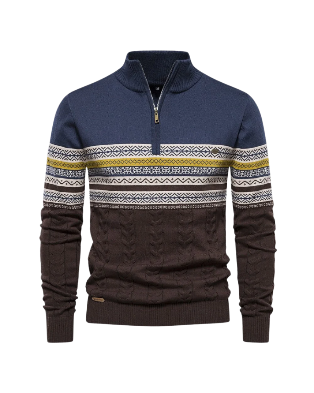 Frederico Cotton Zip Sweater with Pattern