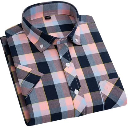 Cotton Short Sleeved Checkered Shirt