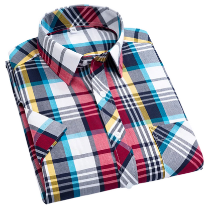 Cotton Short Sleeved Checkered Shirt