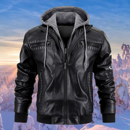 Casual Hooded Leather Jacket