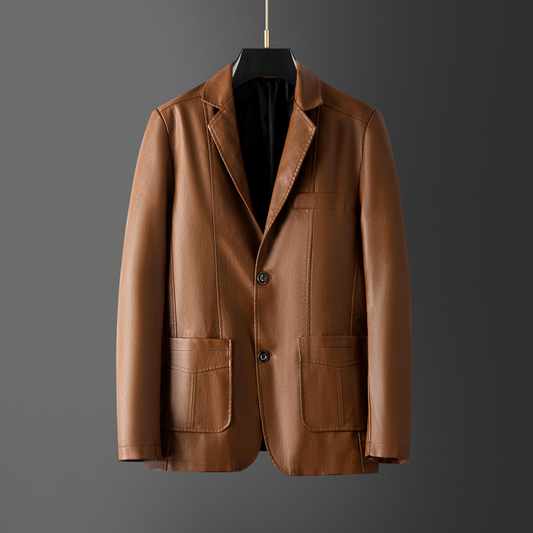 Elegant Leather Men's Blazer
