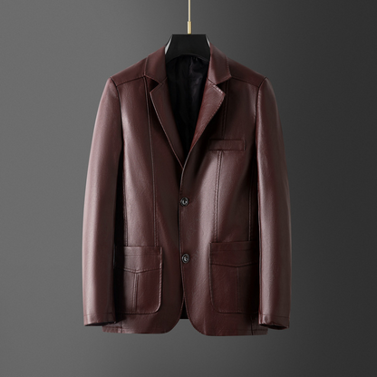 Elegant Leather Men's Blazer