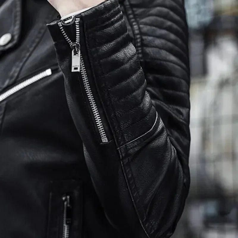 Elegant Zip Leather Jacket