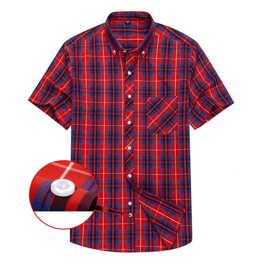 Cotton Short Sleeved Checkered Shirt