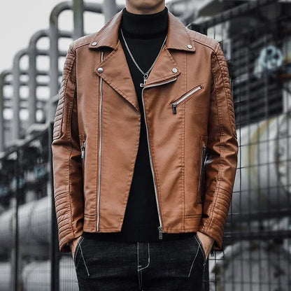 Elegant Zip Leather Jacket