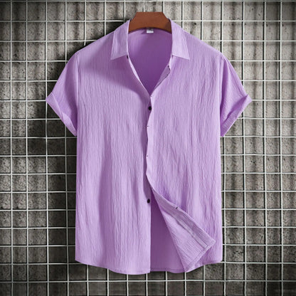 Cotton Linen Short Sleeved Shirt