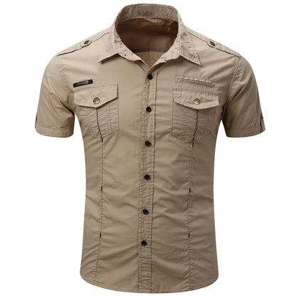 Short Sleeved Cotton Cargo Shirt