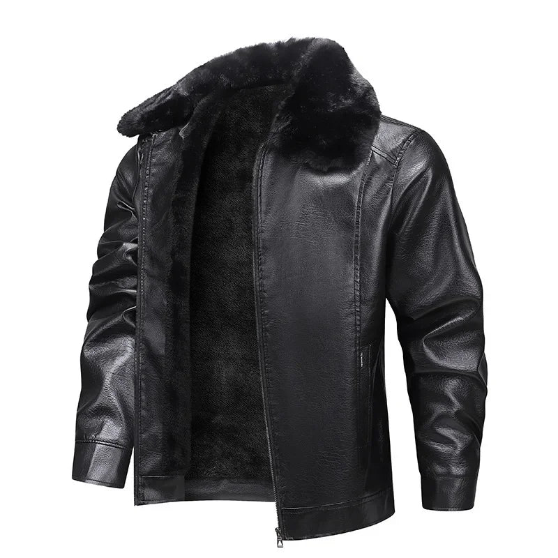 Thickened Fleece Leather Jacket
