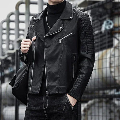 Elegant Zip Leather Jacket