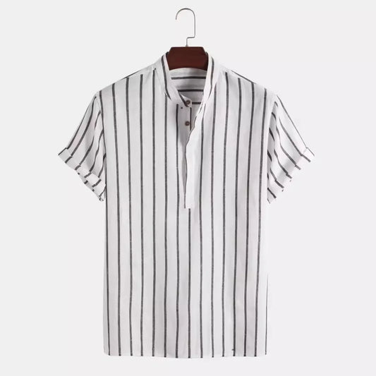 Elegant Short Sleeved Striped Shirt