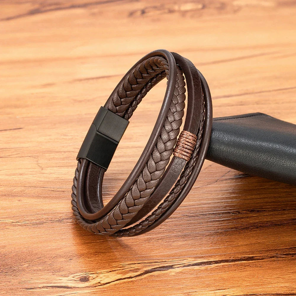 Woven Leather Men's Bracelet
