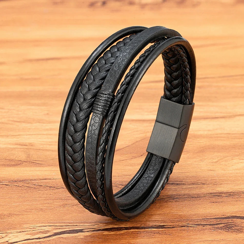 Woven Leather Men's Bracelet