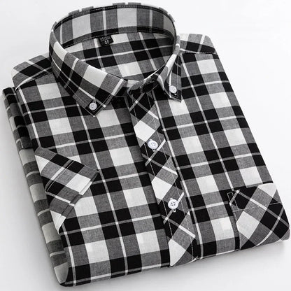Cotton Short Sleeved Checkered Shirt