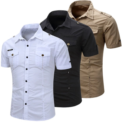 Short Sleeved Cotton Cargo Shirt