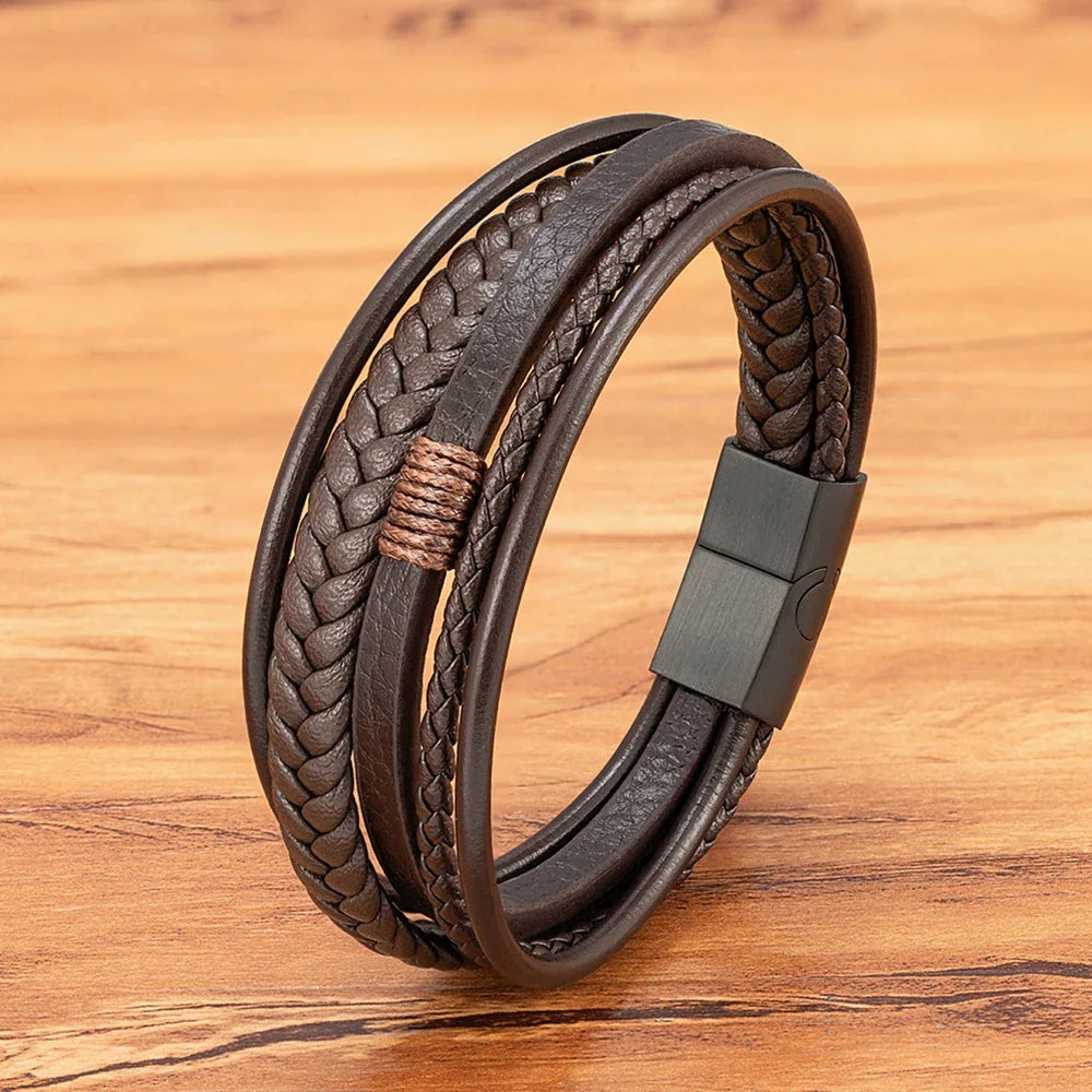 Woven Leather Men's Bracelet