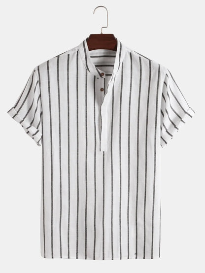 Elegant Short Sleeved Striped Shirt