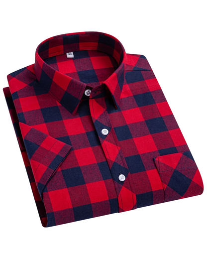 Cotton Short Sleeved Checkered Shirt