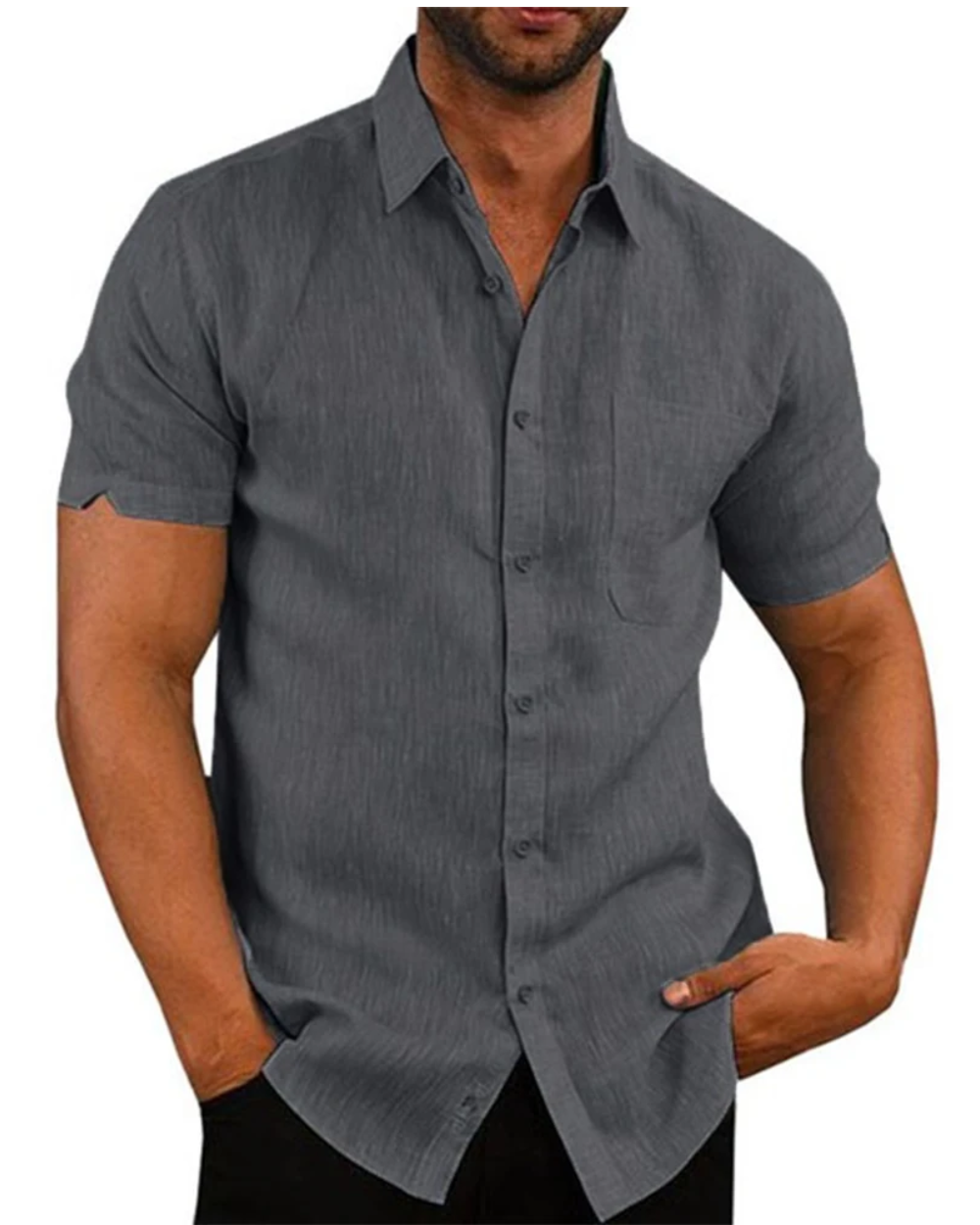 Cotton Linen Short-Sleeved Shirt