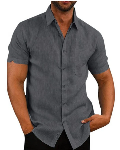 Cotton Linen Short-Sleeved Shirt