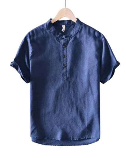 Short Sleeved Cotton Linen Shirt