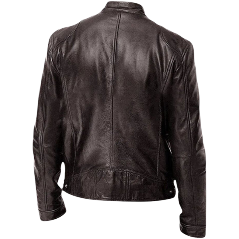 Herren PU-Lederjacke mit Stehkragen