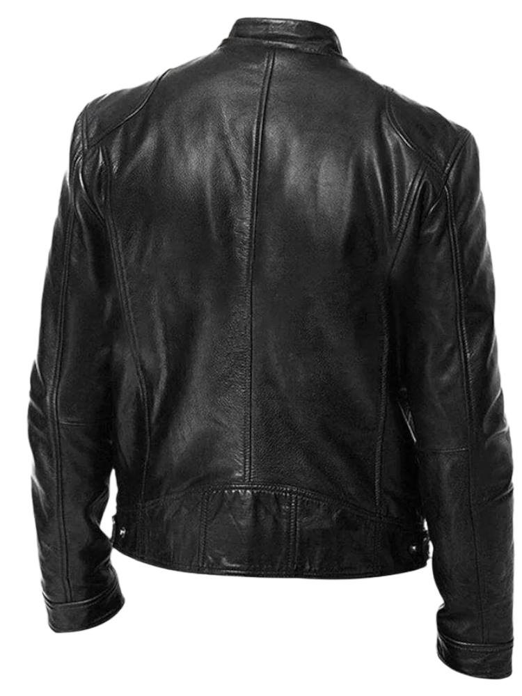 Herren PU-Lederjacke mit Stehkragen