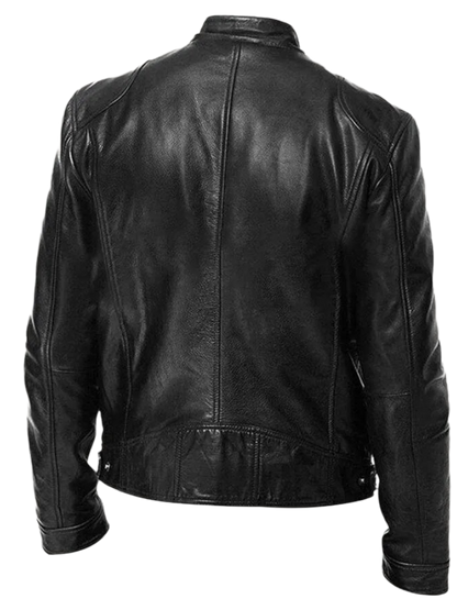 Herren PU-Lederjacke mit Stehkragen
