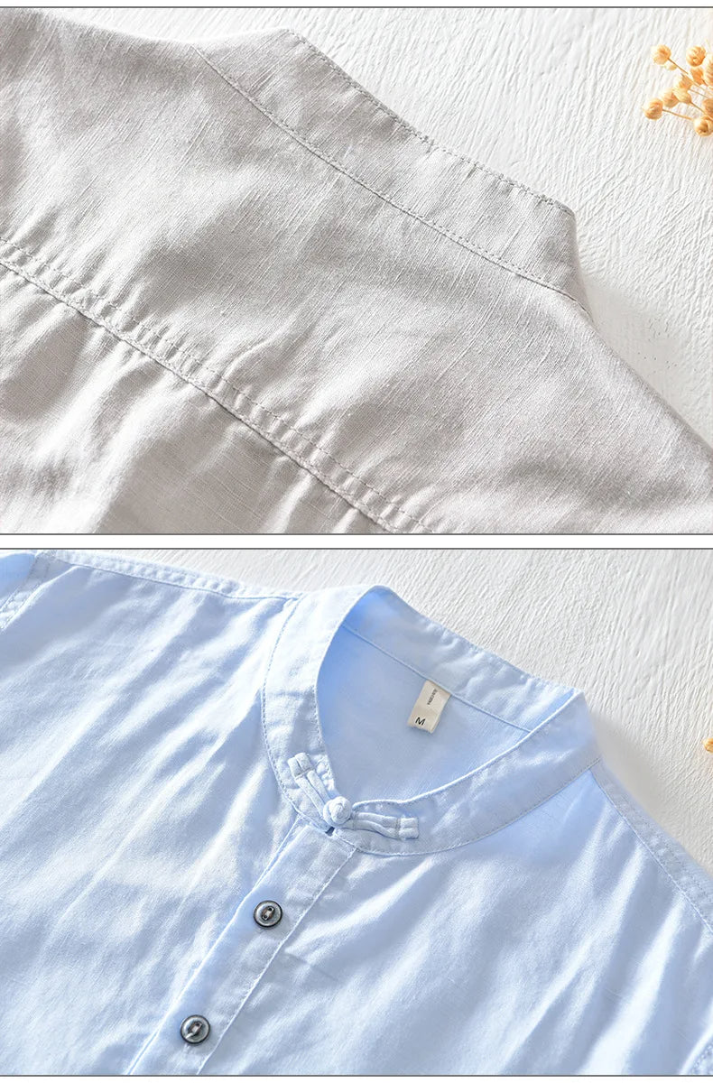 Short Sleeved Cotton Linen Shirt