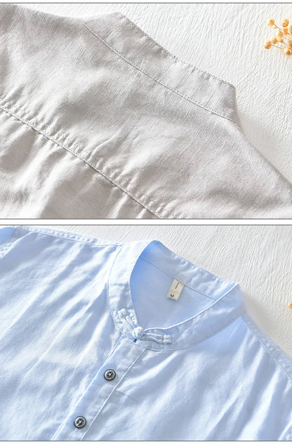 Short Sleeved Cotton Linen Shirt