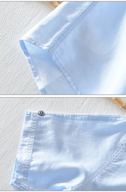 Short Sleeved Cotton Linen Shirt
