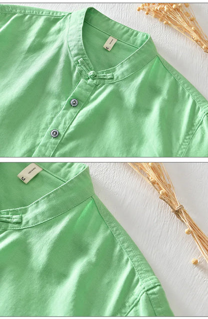 Short Sleeved Cotton Linen Shirt