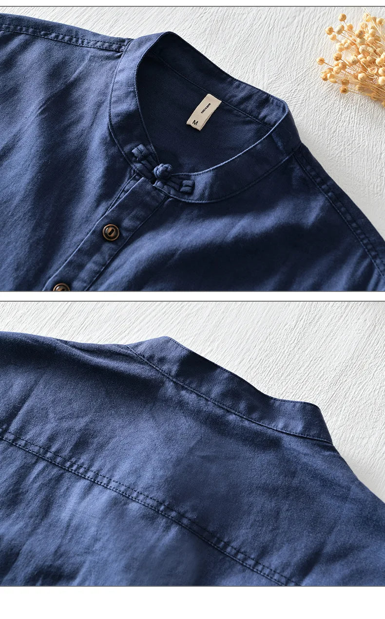 Short Sleeved Cotton Linen Shirt