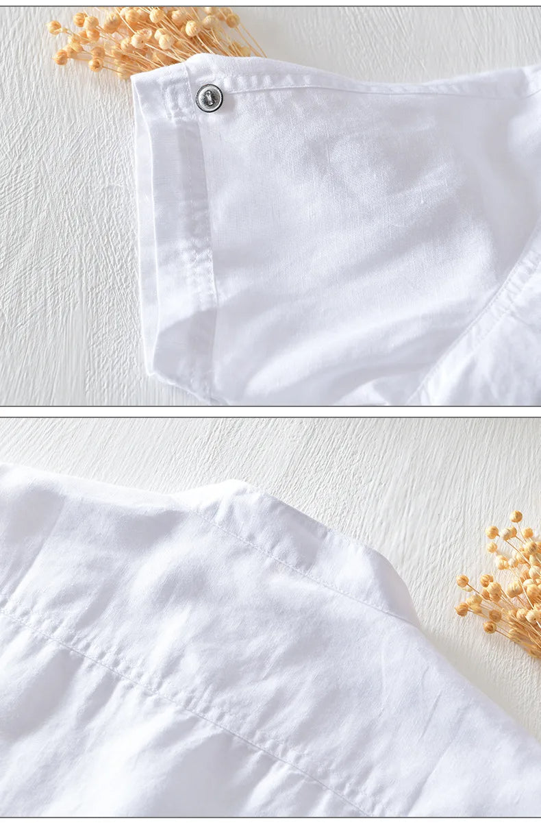 Short Sleeved Cotton Linen Shirt