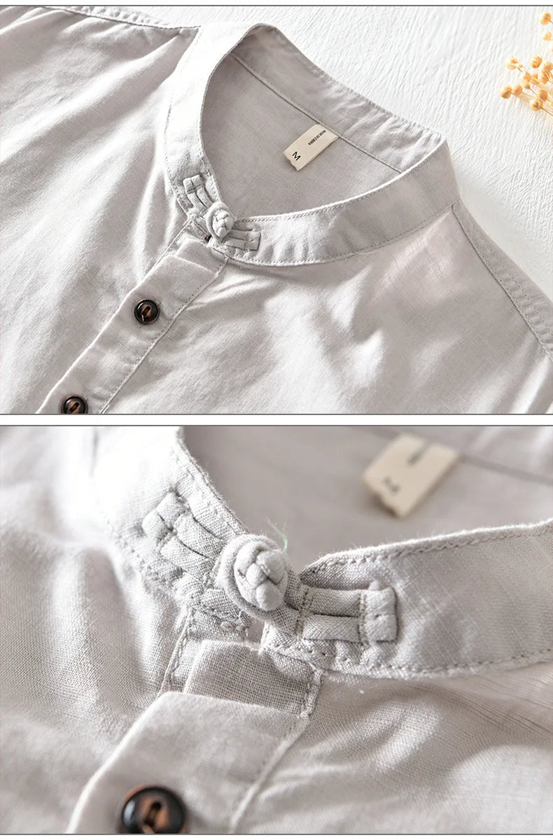 Short Sleeved Cotton Linen Shirt